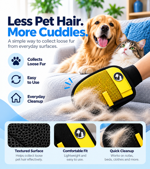 Pet Hair Remover Glove – Reusable Fur Cleaning Glove for Sofa, Bed & Car (Pack of 2)